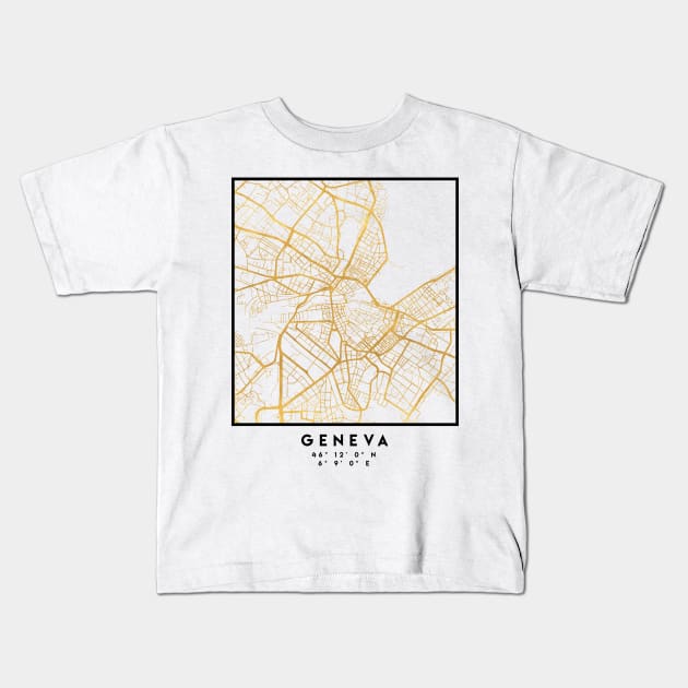 GENEVA SWITZERLAND CITY STREET MAP ART Kids T-Shirt by deificusArt